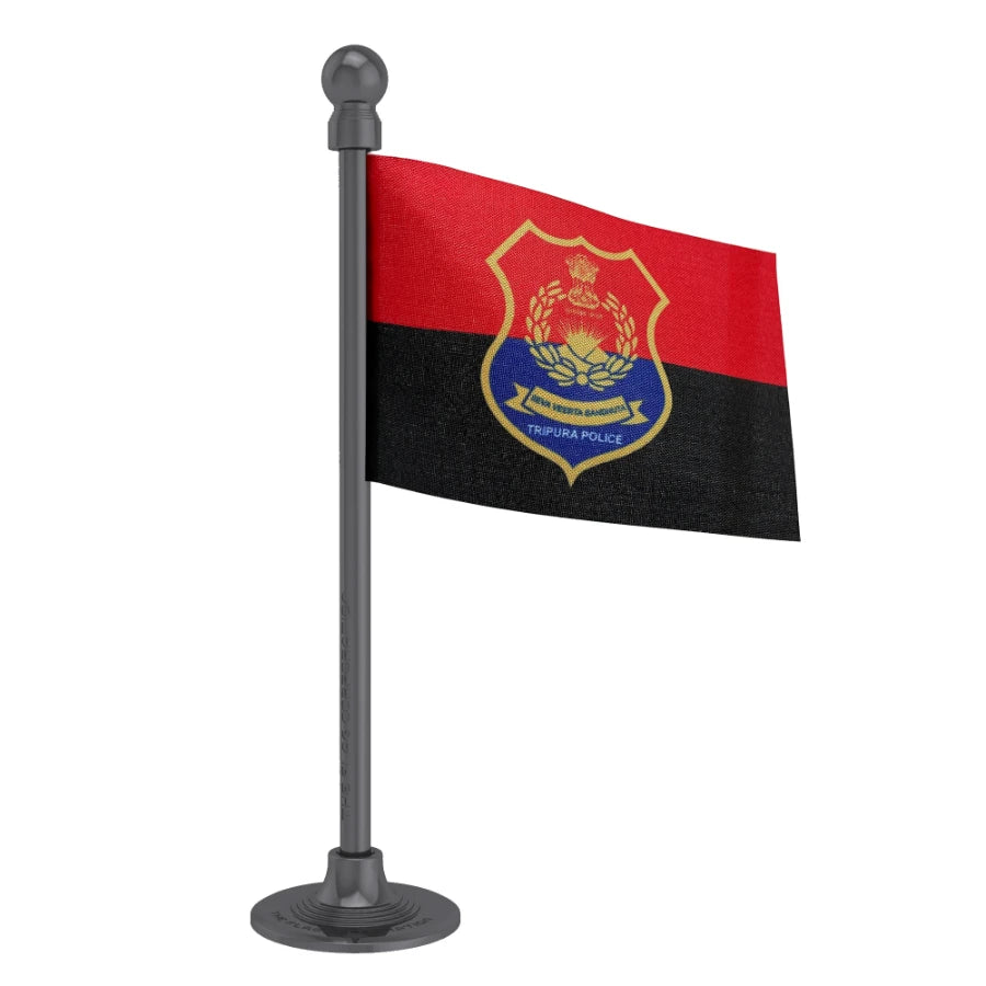 Tripura Police Car Dashboard Flag of 2in x 3in With A Steel or Plastic Base