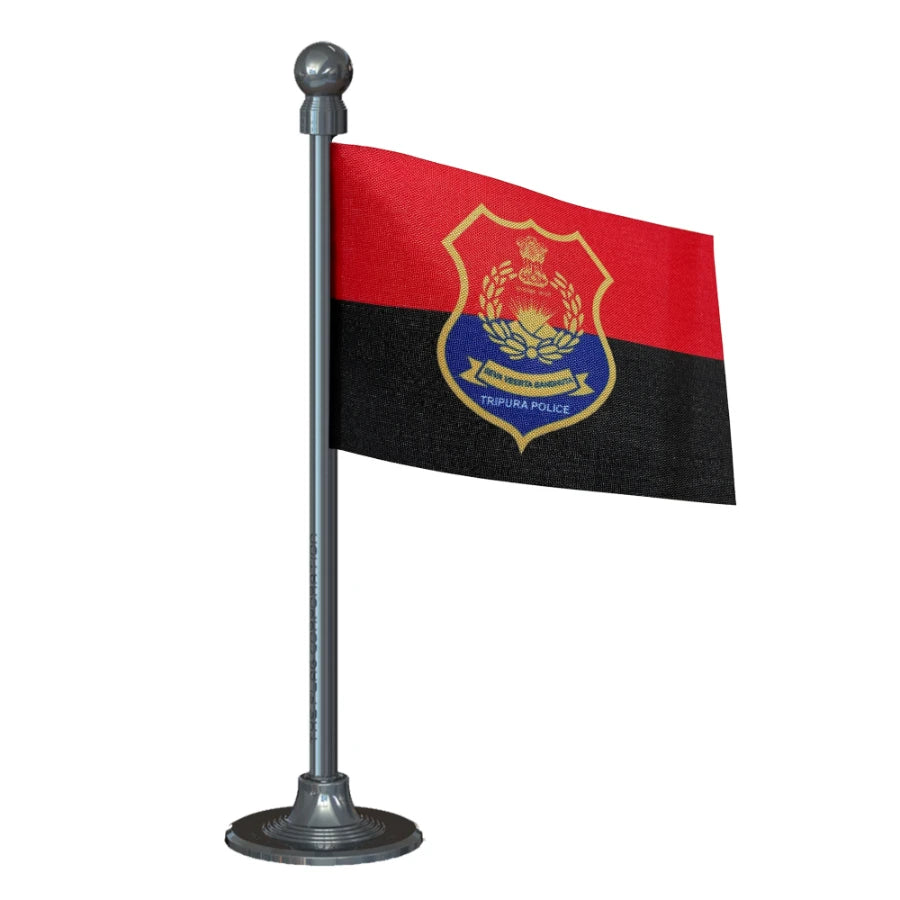 Tripura Police Car Dashboard Flag of 2in x 3in With A Steel or Plastic Base