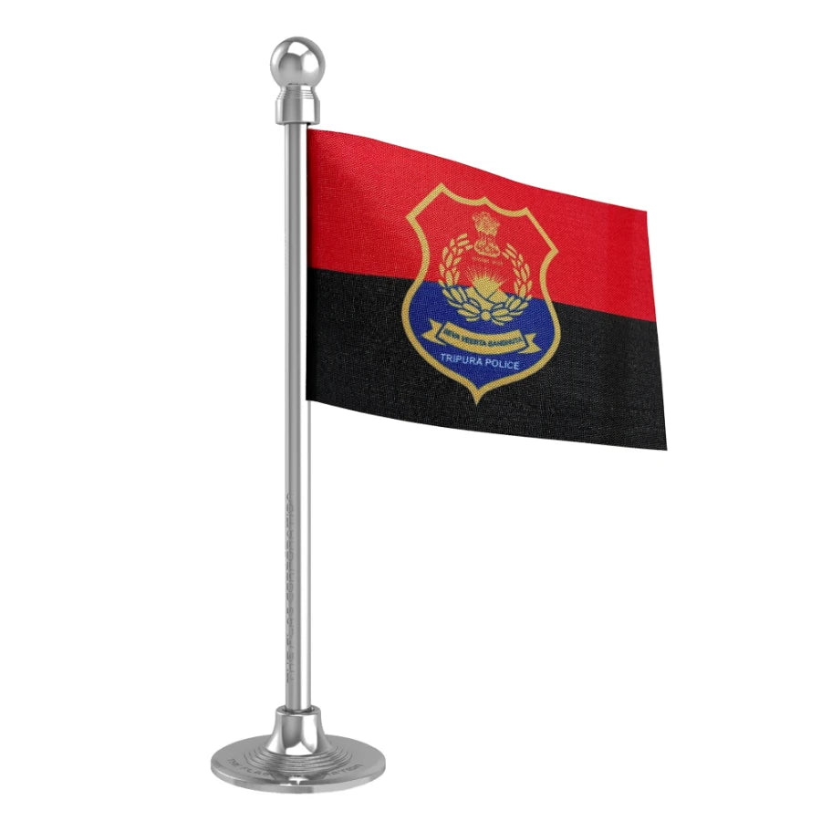 Tripura Police Car Dashboard Flag of 2in x 3in With A Steel or Plastic Base
