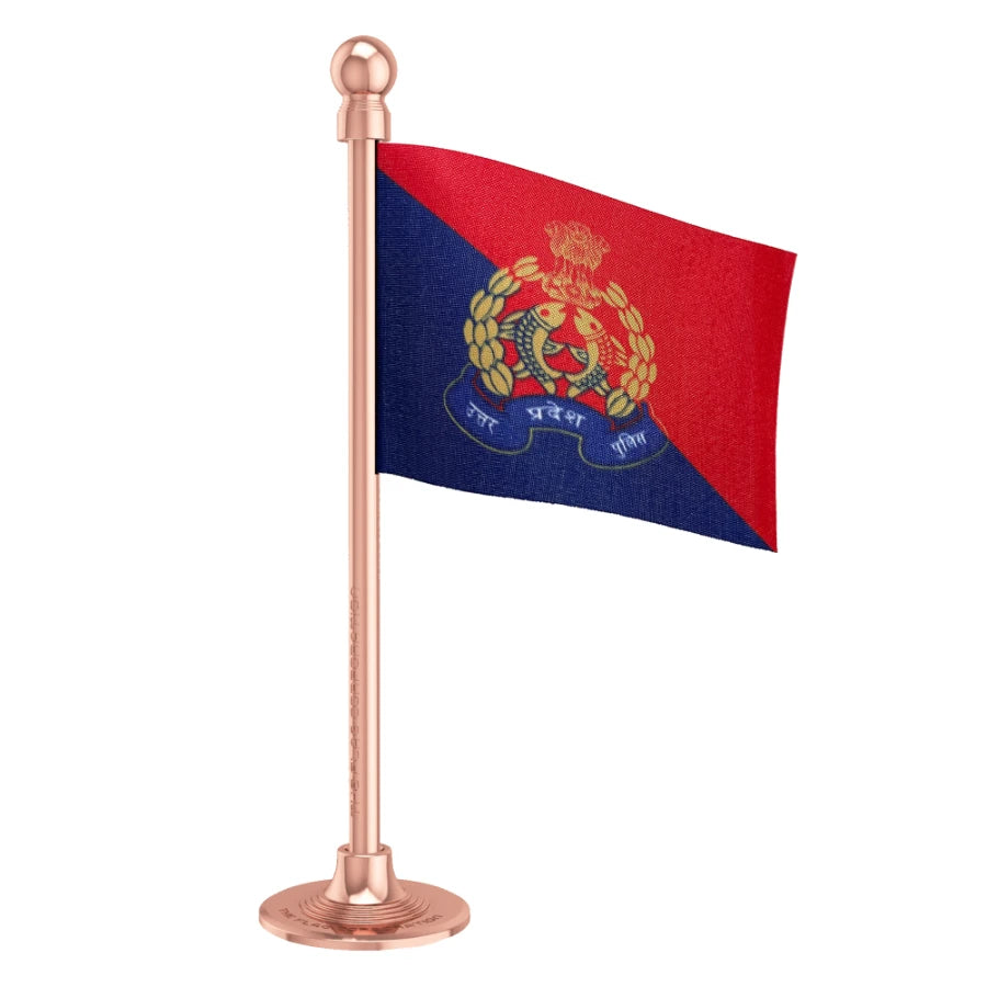 Uttar Pradesh Police Car Dashboard Flag of 2in x 3in With A Steel or Plastic Base