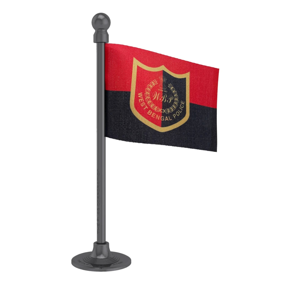 West Bengal Police Car Dashboard Flag of 2in x 3in With A Steel or Plastic Base