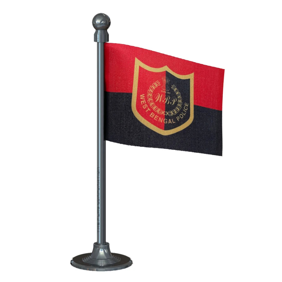 West Bengal Police Car Dashboard Flag of 2in x 3in With A Steel or Plastic Base
