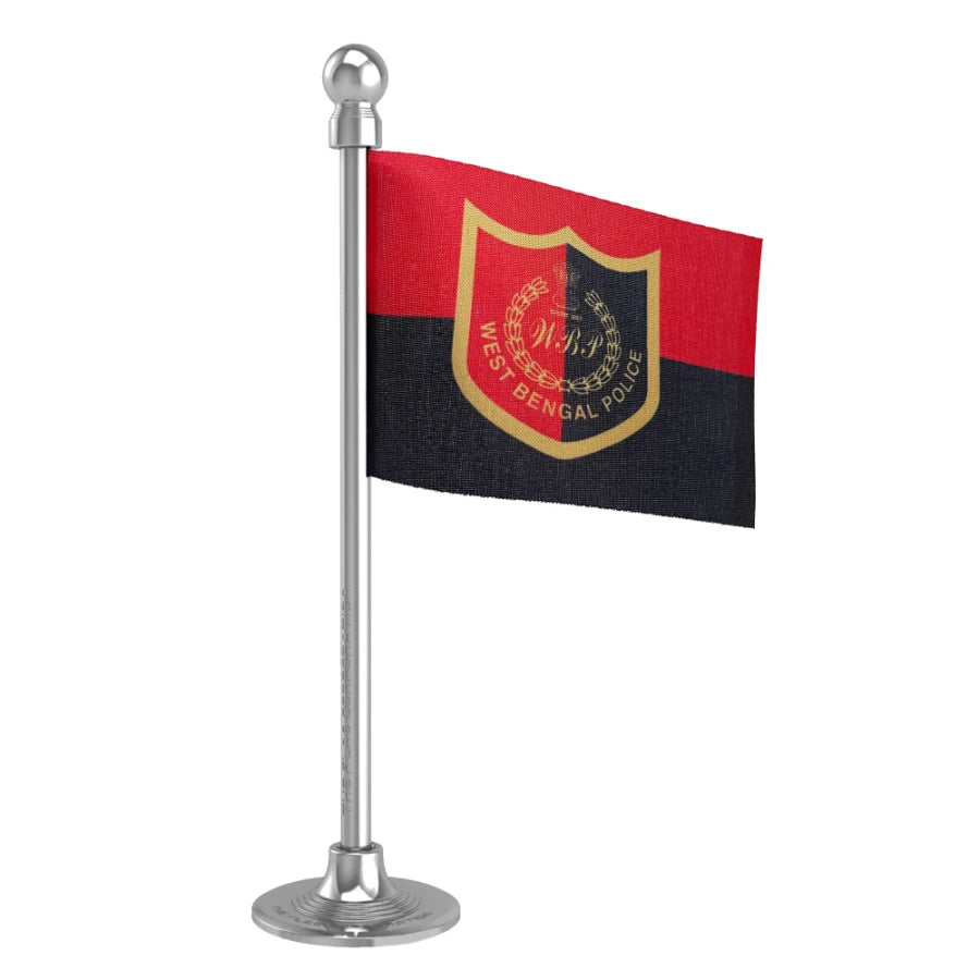 West Bengal Police Car Dashboard Flag of 2in x 3in With A Steel or Plastic Base
