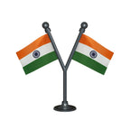 Dual Indian Car Dashboard Flags of 2in x 3in With A Plastic Base