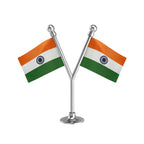 Dual Indian Car Dashboard Flags of 2in x 3in With A Plastic Base