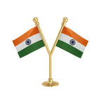 Dual Indian Car Dashboard Flags of 2in x 3in With A Plastic Base