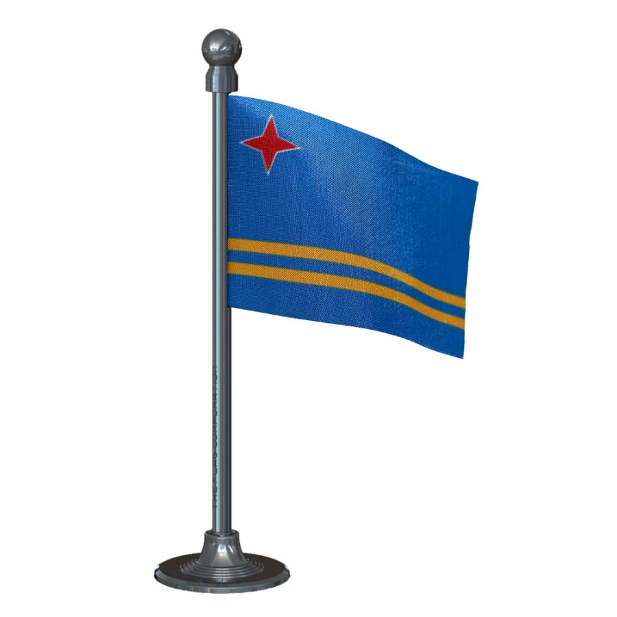 Aruba Car Dashboard Flag of 2in x 3in With A Steel or Plastic Base