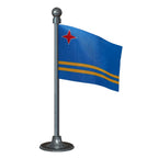 Aruba Car Dashboard Flag of 2in x 3in With A Steel or Plastic Base