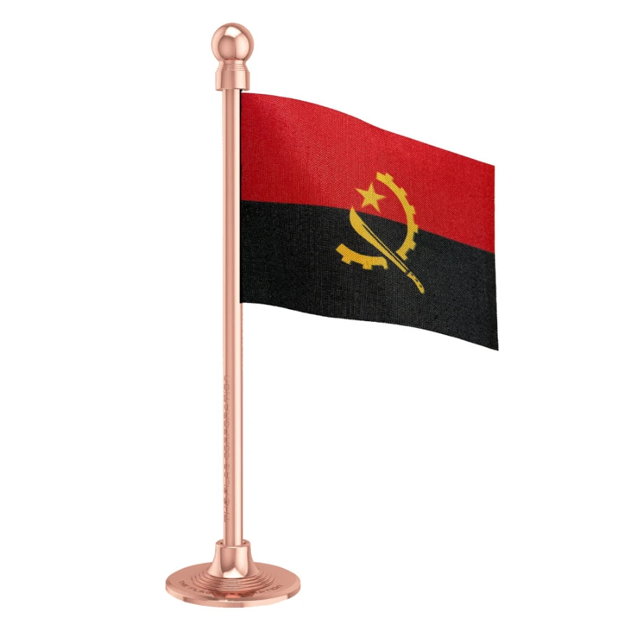 Angola Car Dashboard Flag of 2in x 3in With A Steel or Plastic Base