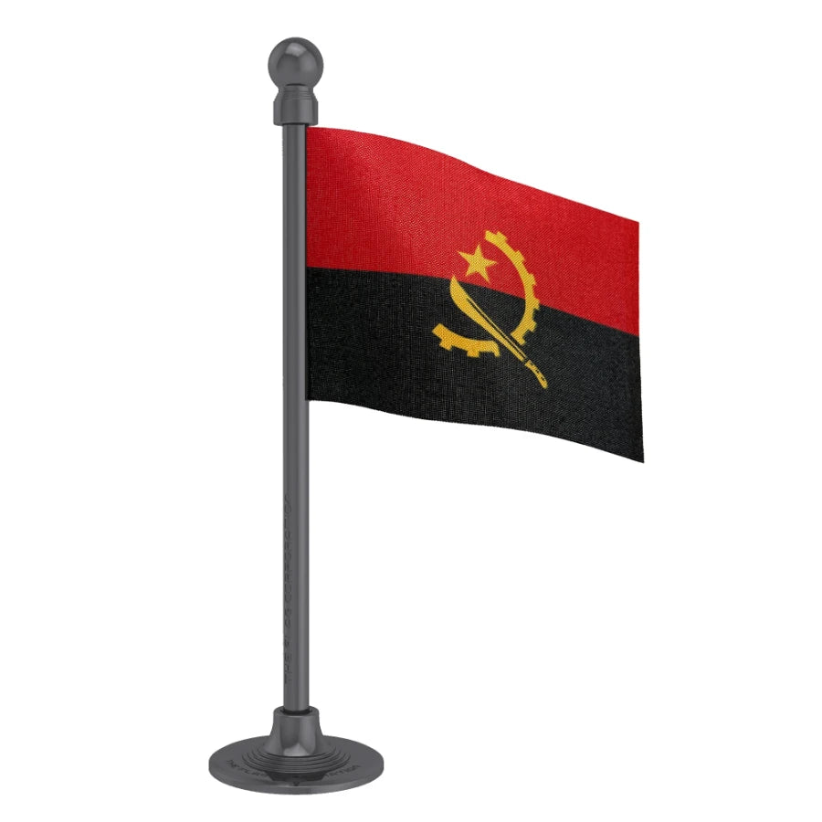 Angola Car Dashboard Flag of 2in x 3in With A Steel or Plastic Base