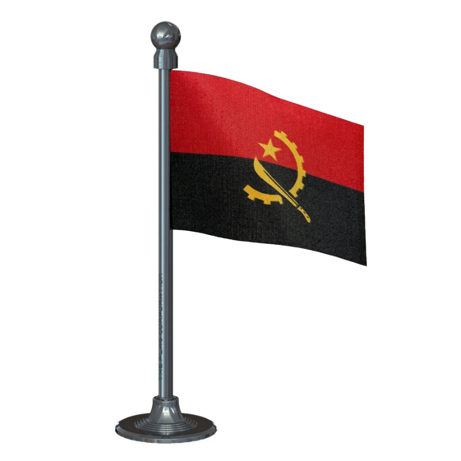 Angola Car Dashboard Flag of 2in x 3in With A Steel or Plastic Base