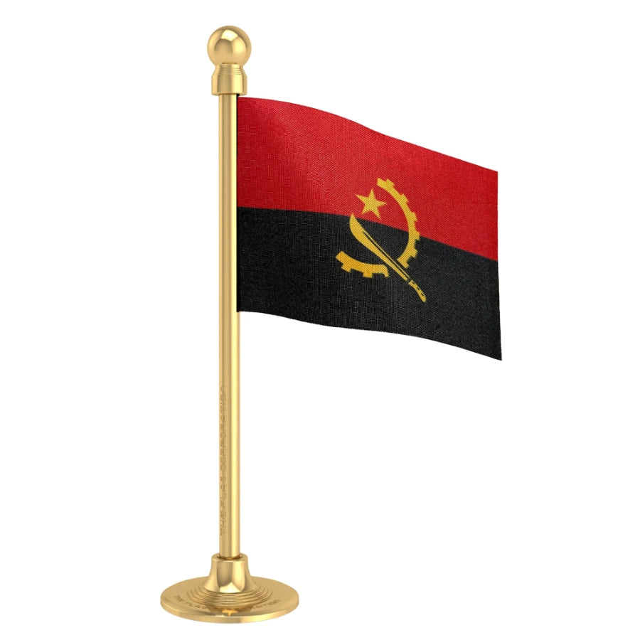 Angola Car Dashboard Flag of 2in x 3in With A Steel or Plastic Base