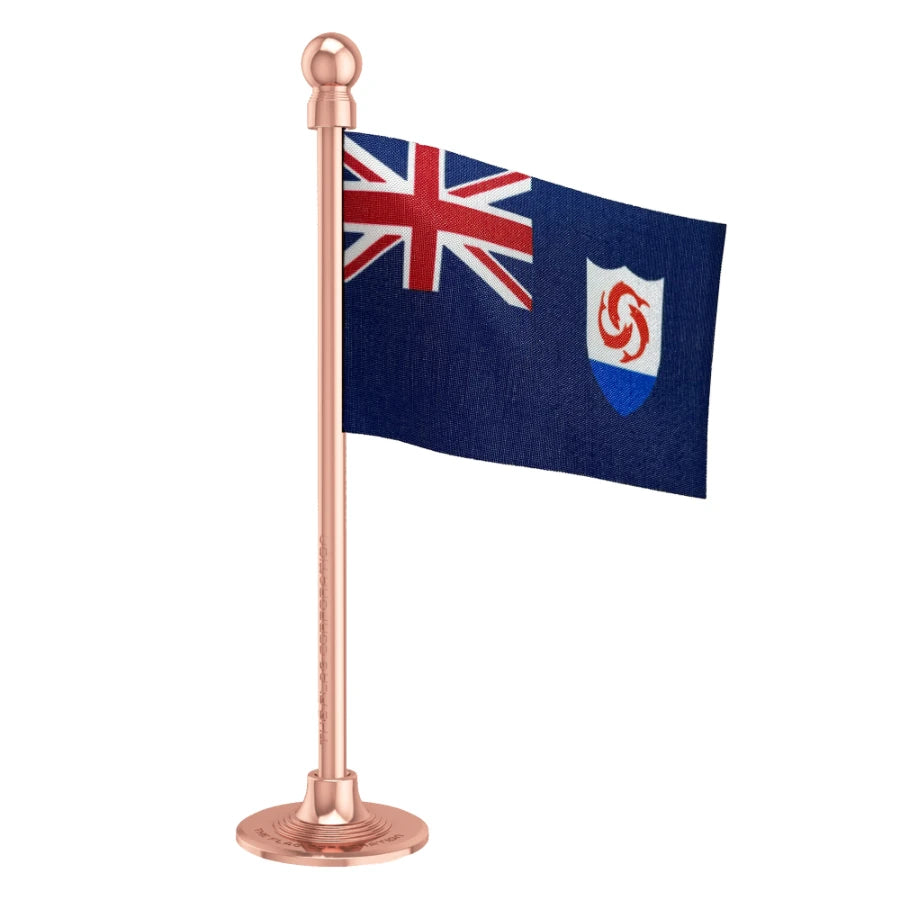 Anguilla Car Dashboard Flag of 2in x 3in With A Steel or Plastic Base