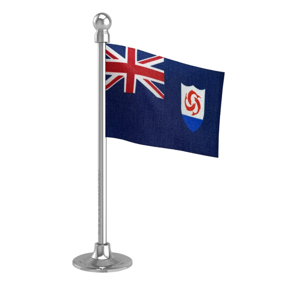 Anguilla Car Dashboard Flag of 2in x 3in With A Steel or Plastic Base
