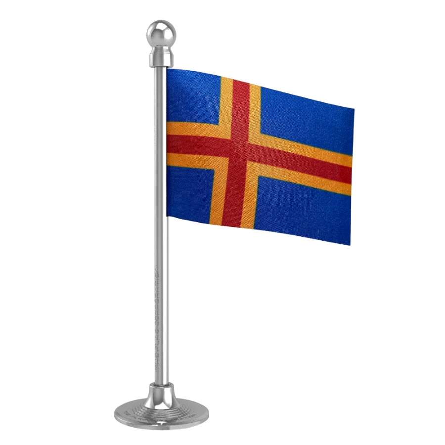 Aland Islands Car Dashboard Flag of 2in x 3in With A Steel or Plastic Base