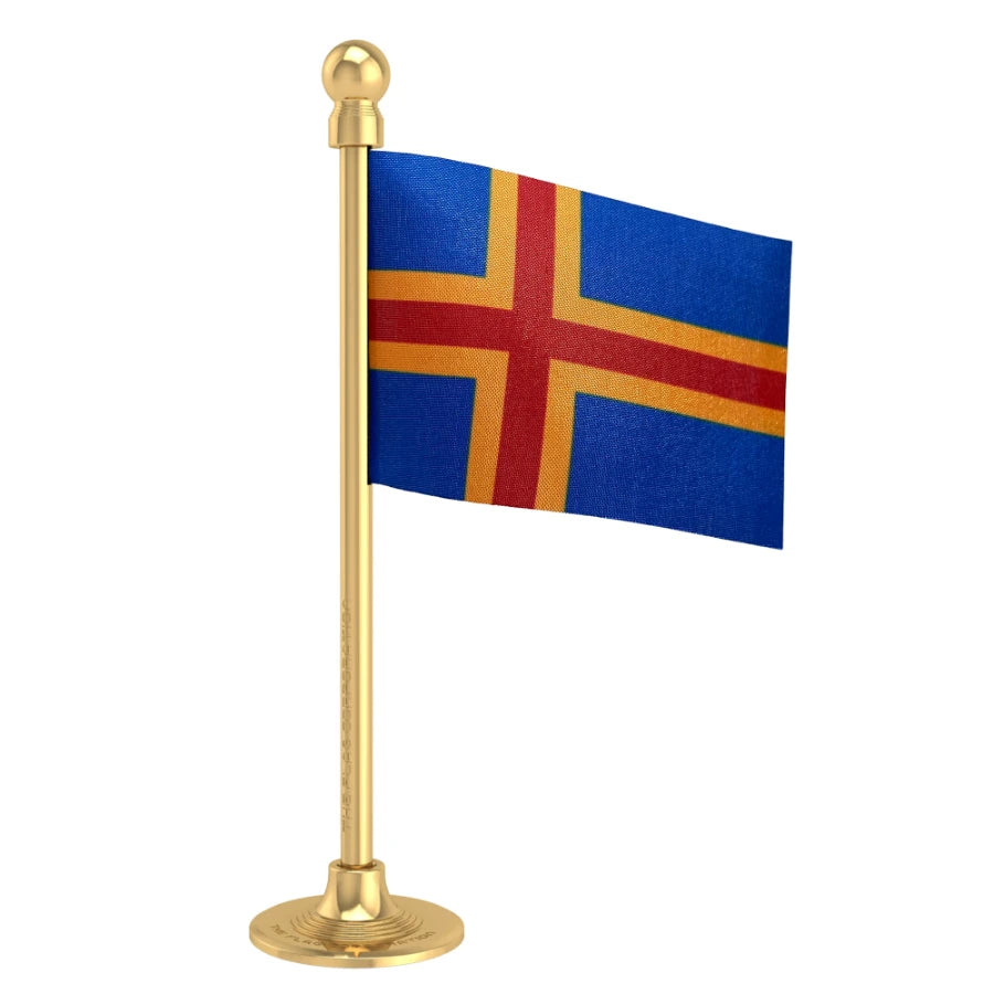 Aland Islands Car Dashboard Flag of 2in x 3in With A Steel or Plastic Base