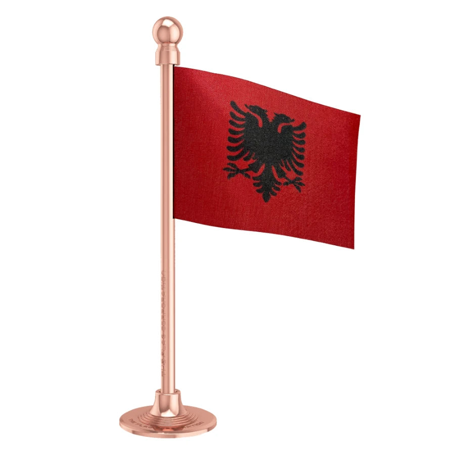 Albania Car Dashboard Flag of 2in x 3in With A Steel or Plastic Base