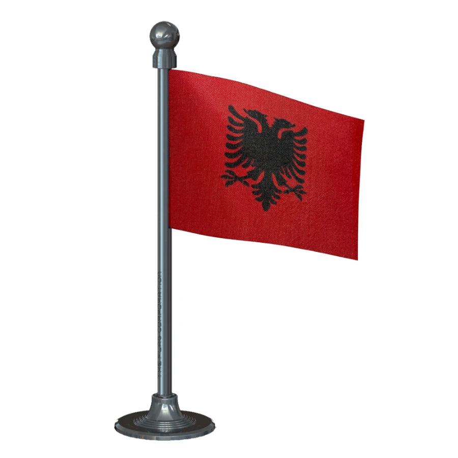 Albania Car Dashboard Flag of 2in x 3in With A Steel or Plastic Base