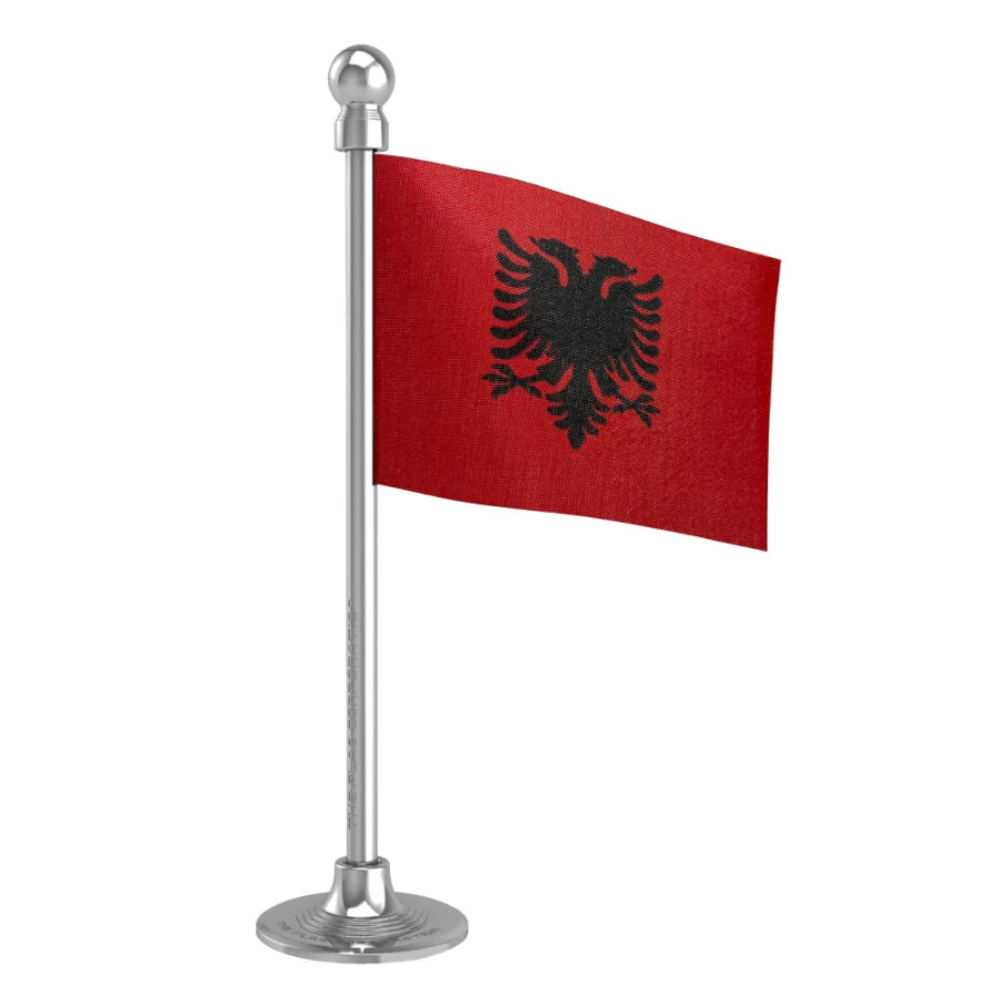 Albania Car Dashboard Flag of 2in x 3in With A Steel or Plastic Base