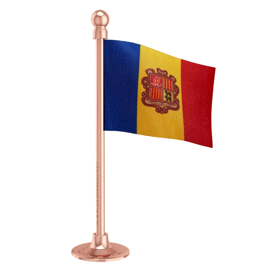 Andorra Car Dashboard Flag of 2in x 3in With A Steel or Plastic Base