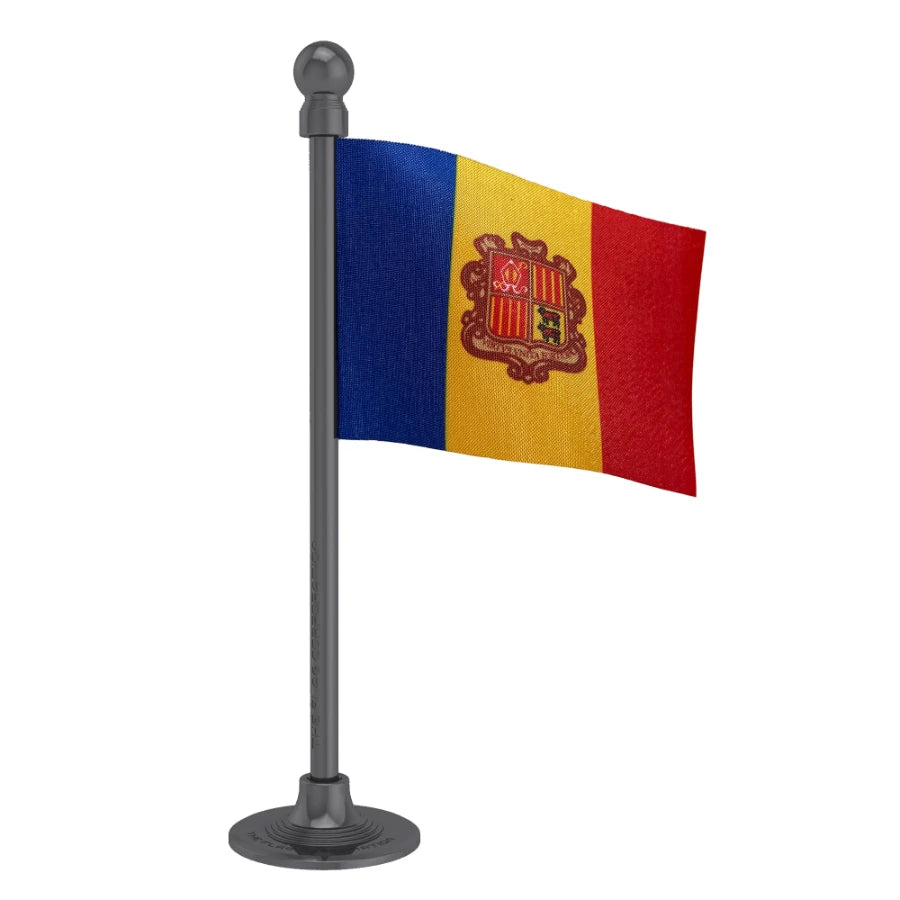 Andorra Car Dashboard Flag of 2in x 3in With A Steel or Plastic Base