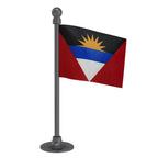 Antigua & Barbuda Car Dashboard Flag of 2in x 3in With A Steel or Plastic Base
