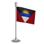 Antigua & Barbuda Car Dashboard Flag of 2in x 3in With A Steel or Plastic Base