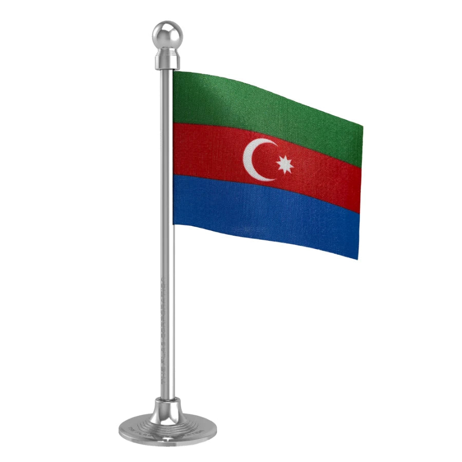 Azerbaijan Car Dashboard Flag of 2in x 3in With A Steel or Plastic Base