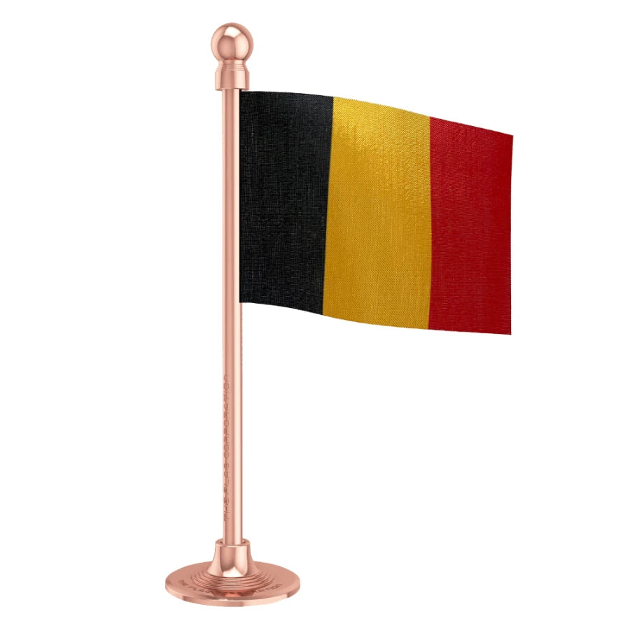 Belgium Car Dashboard Flag of 2in x 3in With A Steel or Plastic Base