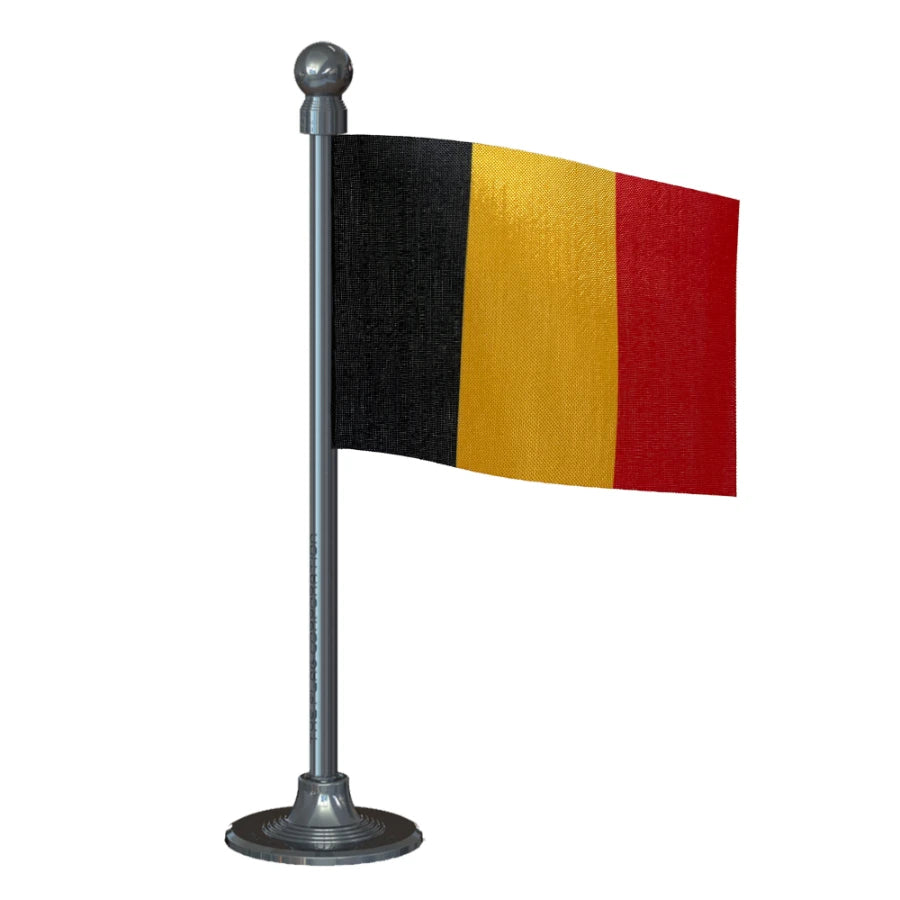 Belgium Car Dashboard Flag of 2in x 3in With A Steel or Plastic Base