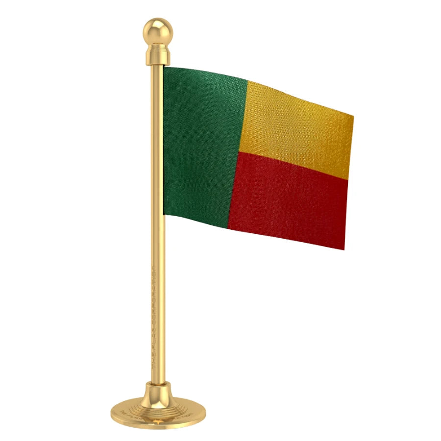Benin Car Dashboard Flag of 2in x 3in With A Steel or Plastic Base
