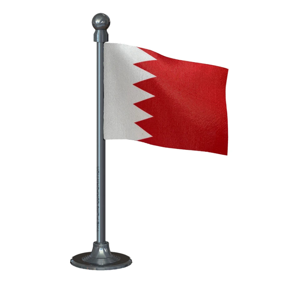 Bahrain Car Dashboard Flag of 2in x 3in With A Steel or Plastic Base