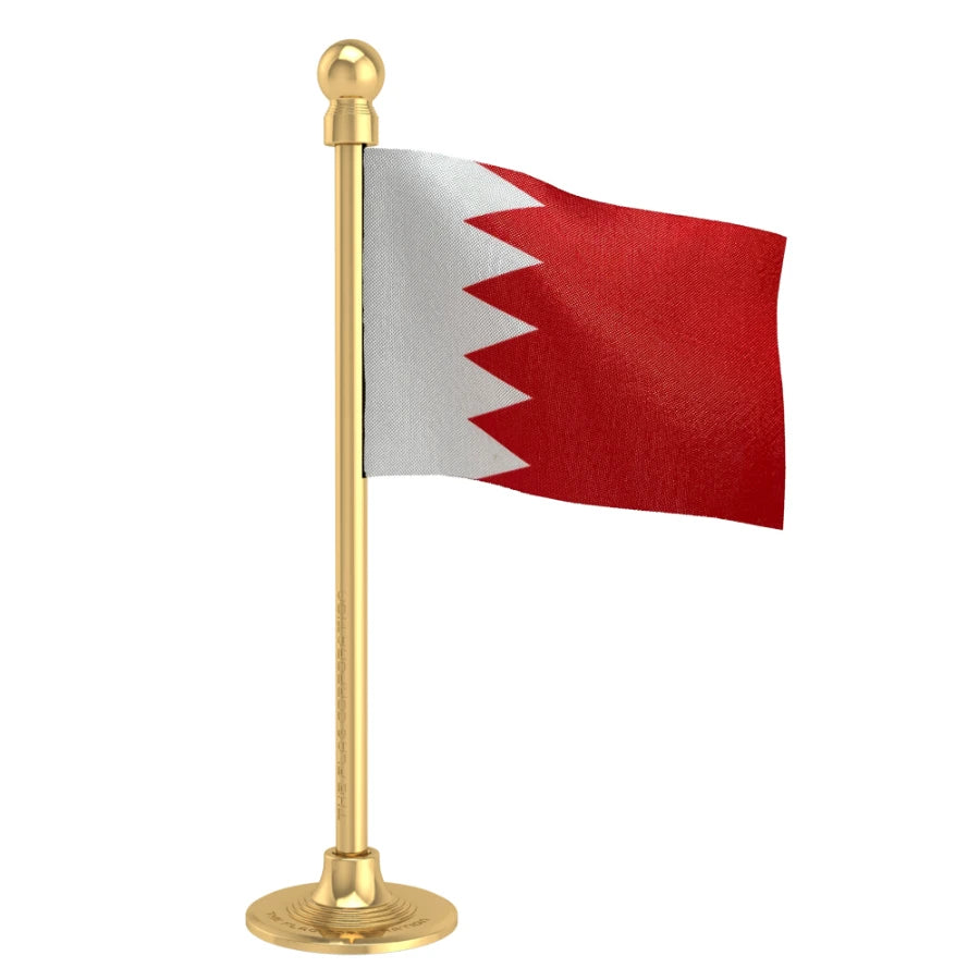 Bahrain Car Dashboard Flag of 2in x 3in With A Steel or Plastic Base