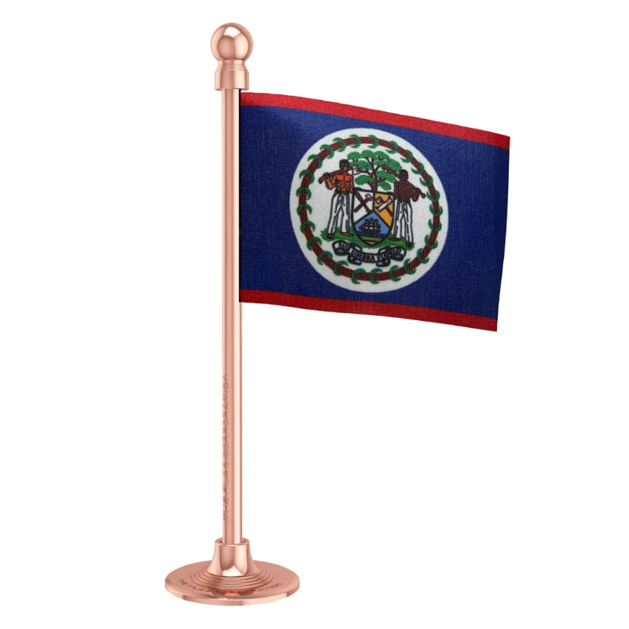 Belize Car Dashboard Flag of 2in x 3in With A Steel or Plastic Base