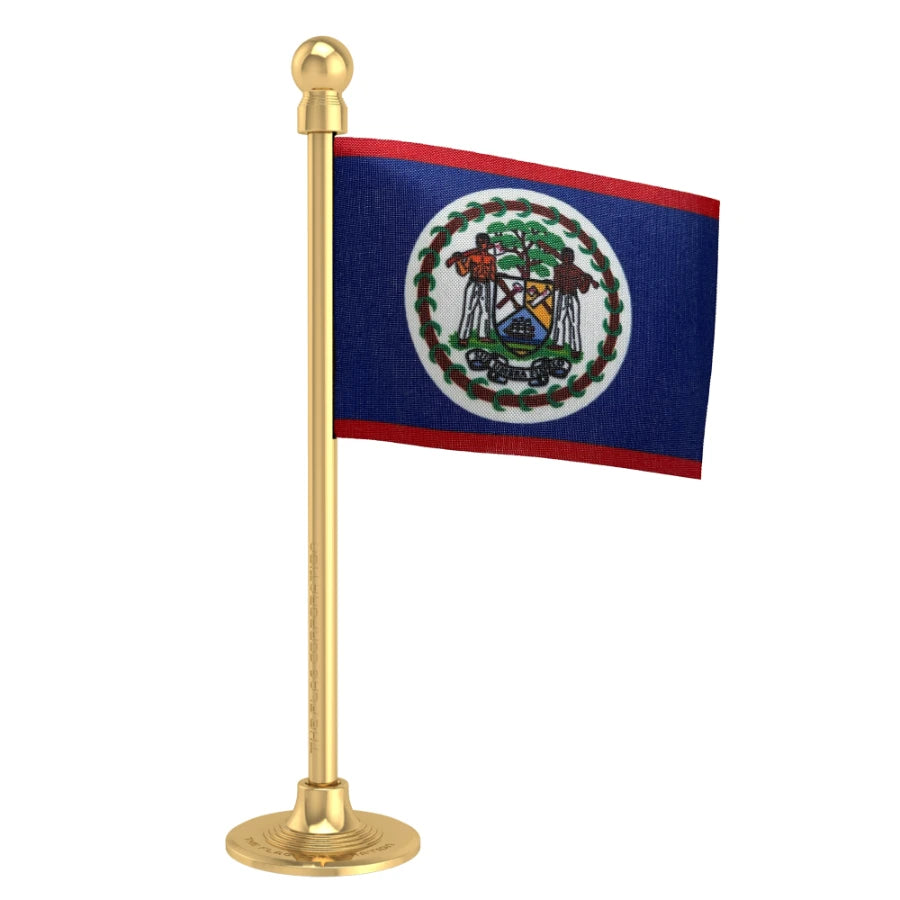 Belize Car Dashboard Flag of 2in x 3in With A Steel or Plastic Base