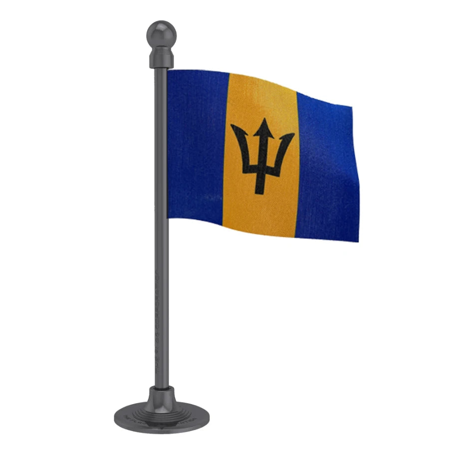 Barbados Car Dashboard Flag of 2in x 3in With A Steel or Plastic Base