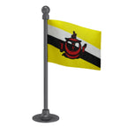 Brunei Darussalam Car Dashboard Flag of 2in x 3in With A Steel or Plastic Base