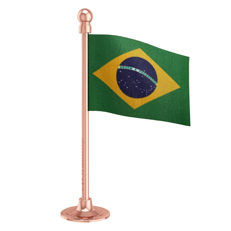 Brazil Car Dashboard Flag of 2in x 3in With A Steel or Plastic Base