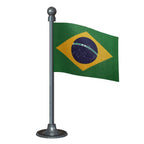 Brazil Car Dashboard Flag of 2in x 3in With A Steel or Plastic Base