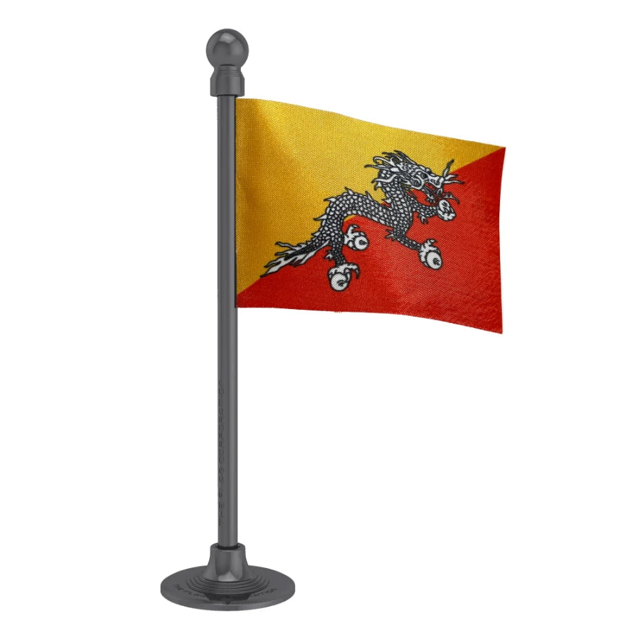 Bhutan Car Dashboard Flag of 2in x 3in With A Steel or Plastic Base