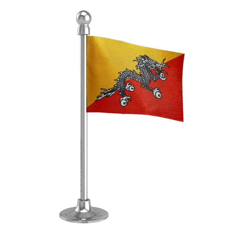 Bhutan Car Dashboard Flag of 2in x 3in With A Steel or Plastic Base