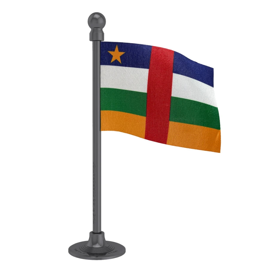 Central African Republic Car Dashboard Flag of 2in x 3in With A Steel or Plastic Base