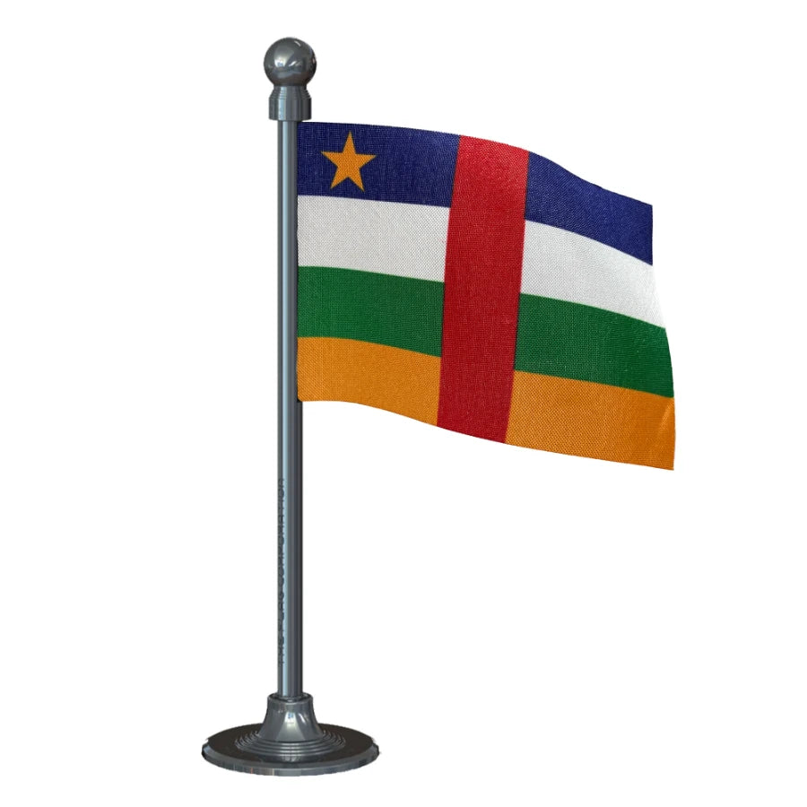Central African Republic Car Dashboard Flag of 2in x 3in With A Steel or Plastic Base