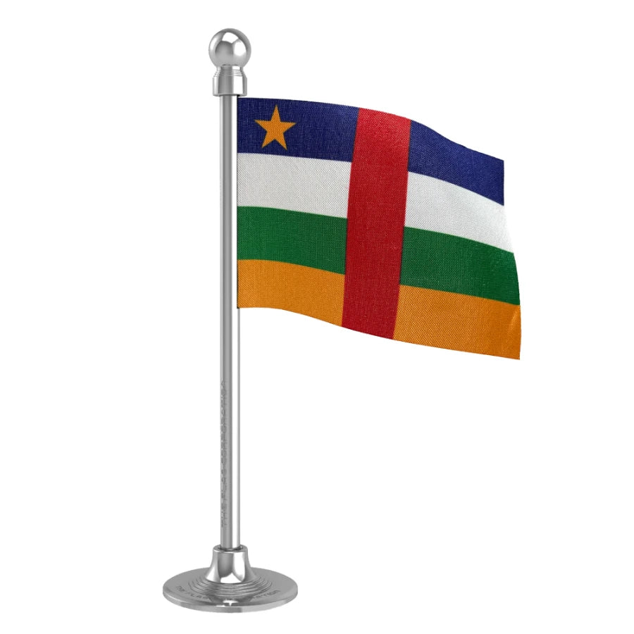Central African Republic Car Dashboard Flag of 2in x 3in With A Steel or Plastic Base