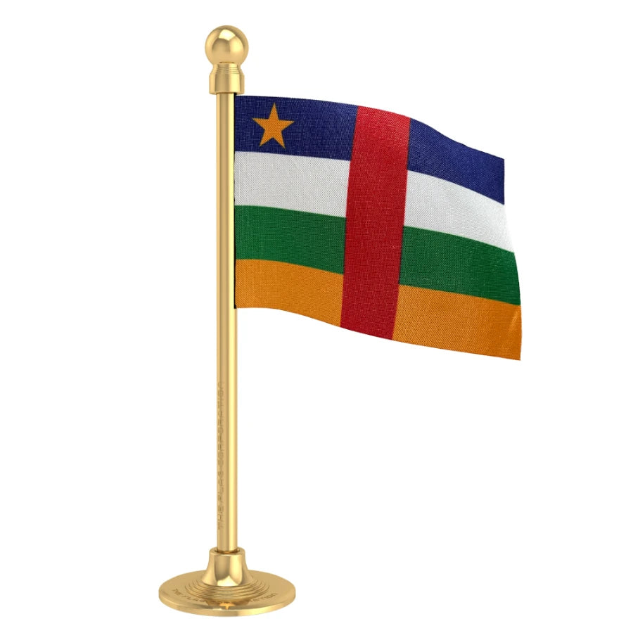 Central African Republic Car Dashboard Flag of 2in x 3in With A Steel or Plastic Base