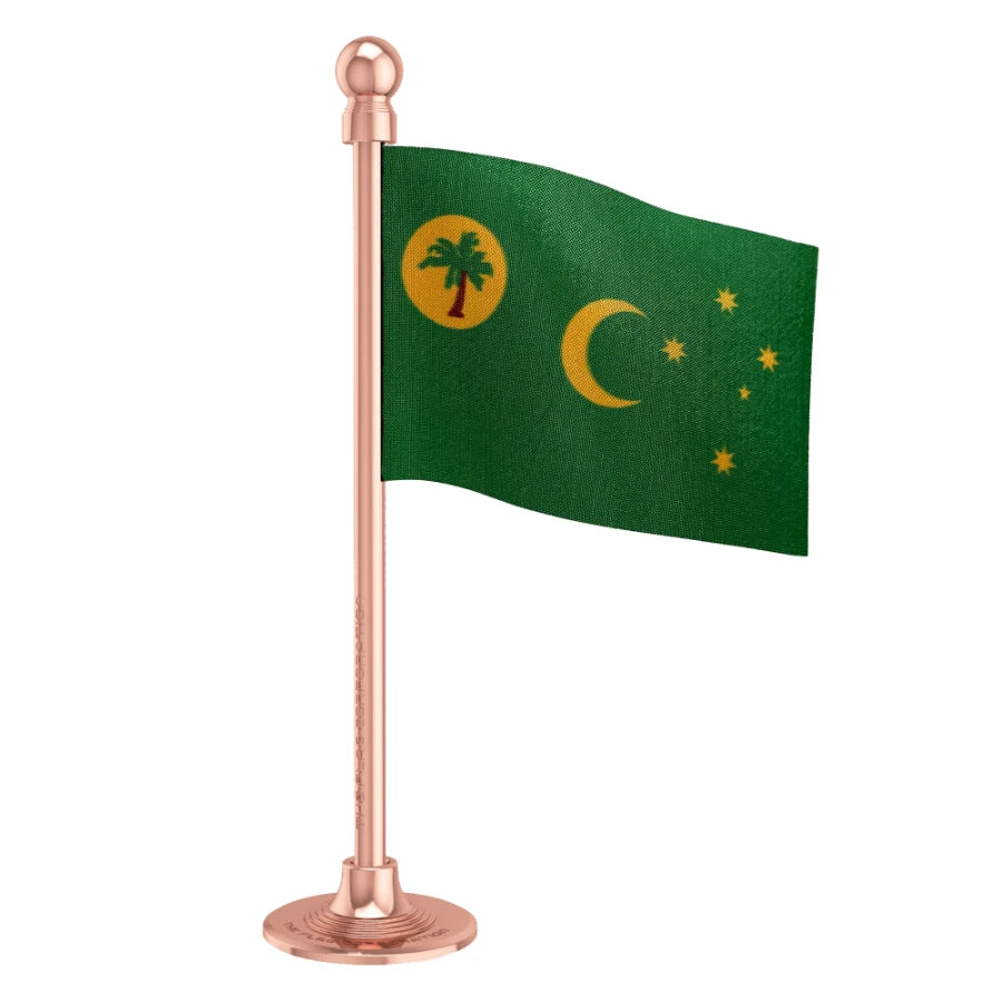 Cocos (Keeling) Islands Car Dashboard Flag of 2in x 3in With A Steel or Plastic Base