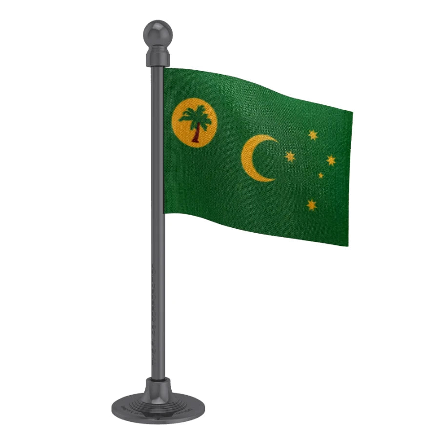 Cocos (Keeling) Islands Car Dashboard Flag of 2in x 3in With A Steel or Plastic Base
