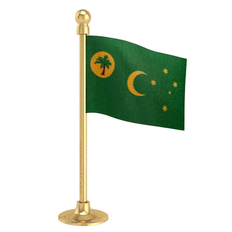 Cocos (Keeling) Islands Car Dashboard Flag of 2in x 3in With A Steel or Plastic Base