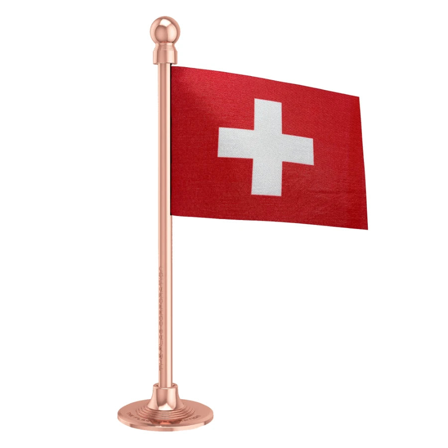 Switzerland Car Dashboard Flag of 2in x 3in With A Steel or Plastic Base