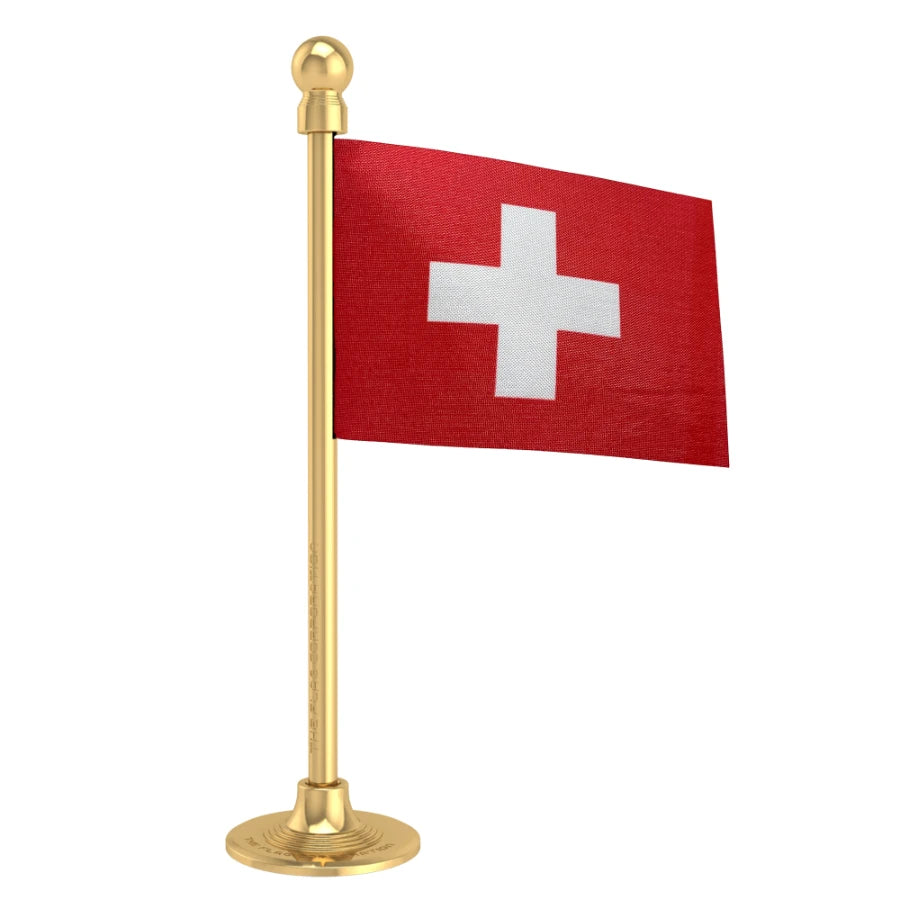 Switzerland Car Dashboard Flag of 2in x 3in With A Steel or Plastic Base